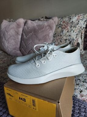 Sz 8 allbirds Men's Light Gray Knit Lace-Up Sneakers